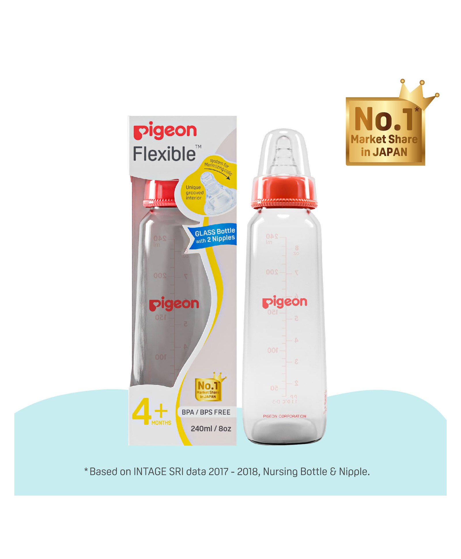 Feeding Bottle Glass 240ml 4m+